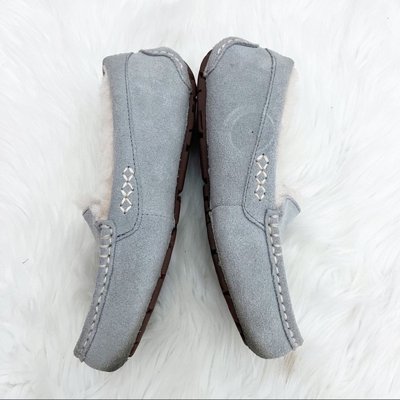 UGG Ansley Gray Suede Fur Slippers - Picture 3 of 7